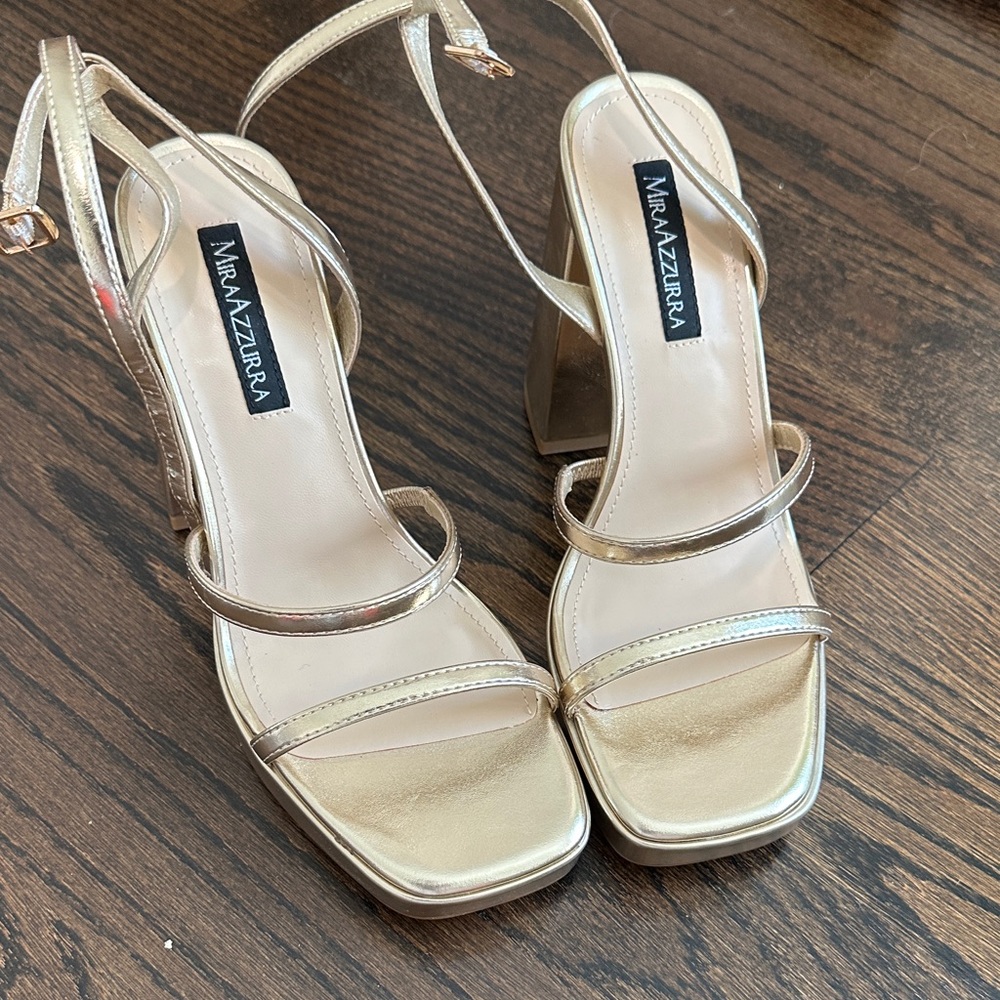 Gold Strappy Women's Sandals